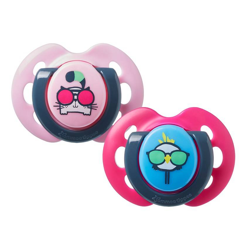 Tommee Tippee pacifier 2 in 1 0-6m Fun pink