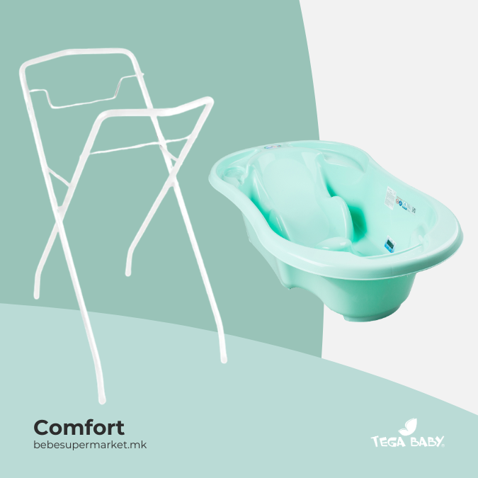 Bath Tube 2 in 1 COMFORT witha STAND turquoise - Tega Baby